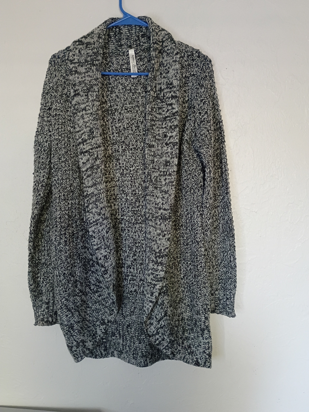 Bobbie Brooks Marled Black and White Open-Front Cardigan